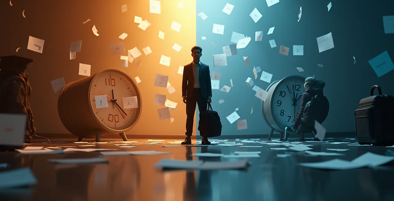 Alternant entre deux environnements avec signes de fatigue du changement de contexte