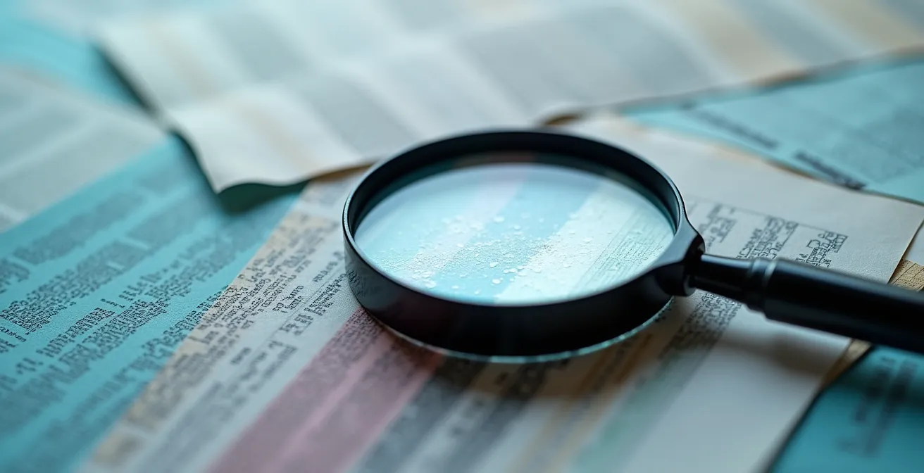 Processus d'analyse critique et de vérification des sources d'information à la loupe.