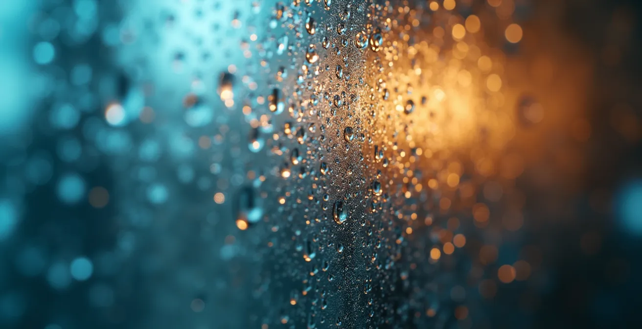 Formules mathématiques se transformant progressivement en bulles de dialogue contradictoires dans une composition abstraite