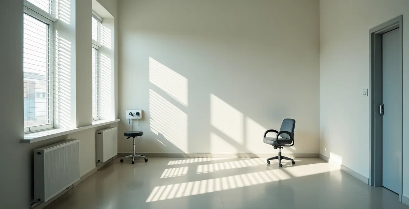 Bureau médical vide symbolisant l'absence de légitimité professionnelle