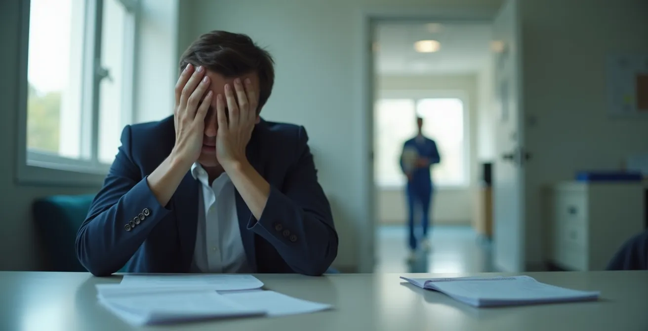 Professionnel en réflexion face au poids de la décision de signalement