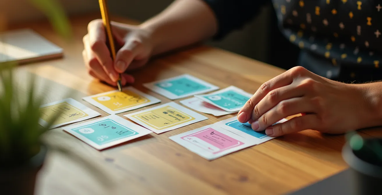 Jeune étudiant organisant ses expériences et activités sous forme de carte mentale visuelle